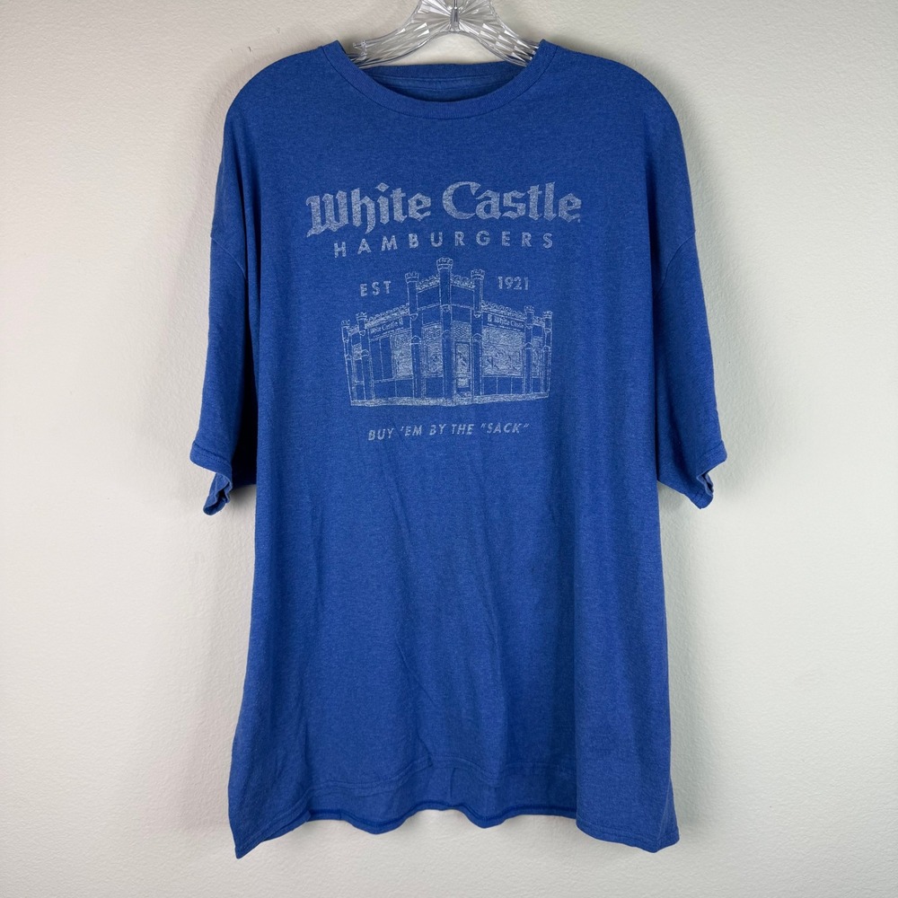 White Castle T Shirt Mens 2XL Blue Graphic Tee Hamburgers Est 1921 Short Sleeve